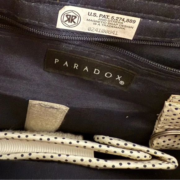 Vintage Paradox Blue Toile Top Handle Handbag Bamboo Rattan Handles Coastal - Picture 5 of 7